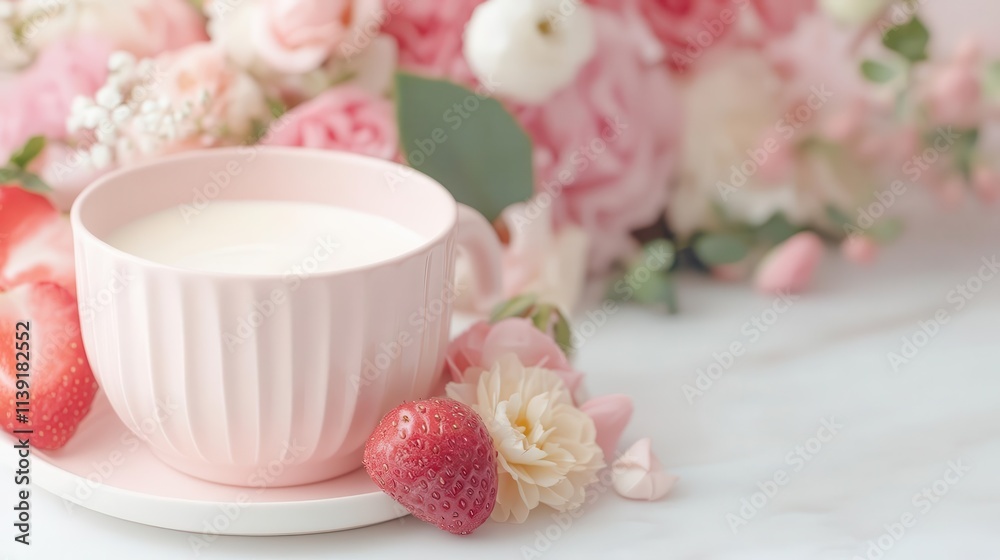 A pastel fondue set with edible flowers and fruits, romantic cozy setting. A pastel fondue set with edible flowers and fruits, romantic cozy setting.