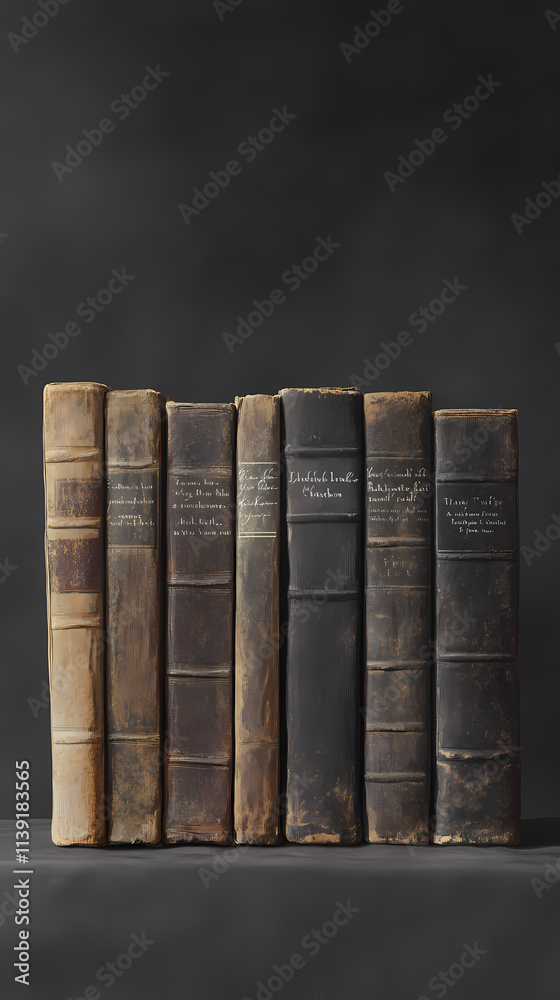 Naklejka premium Vintage books neatly arranged on a shelf
