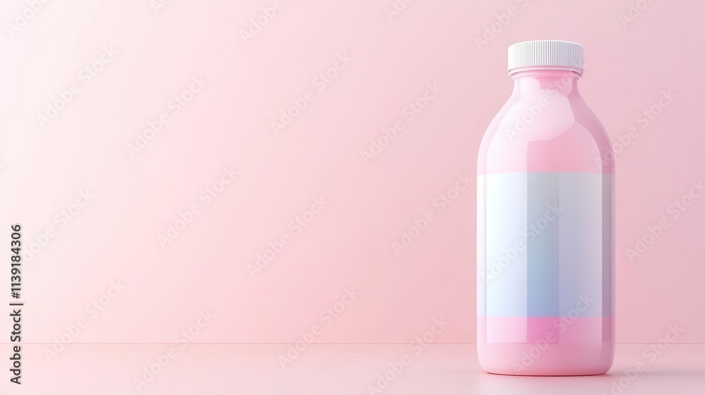 A vibrant pastel soda bottle with a holographic label, futuristic product shot. A vibrant pastel soda bottle with a holographic label, futuristic product shot.