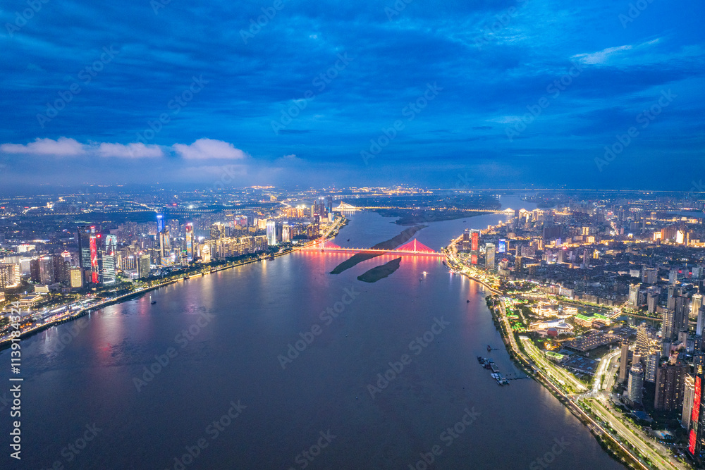 Fototapeta premium Modern city skyline night view