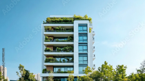 Obraz na płótnie Eco friendly and clean energy high rise apartment w salonie