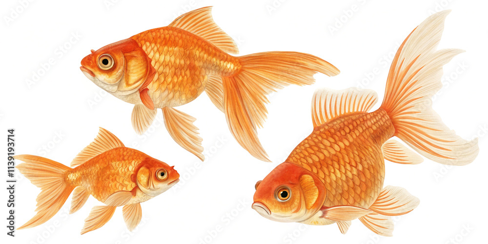 Goldfish Various Views - Side, Front, Full Body Goldfish Various Views - Side, Front, Full Body