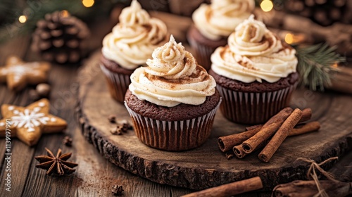 Festive Gingerbread Cupcakes with Cream Cheese Frosting