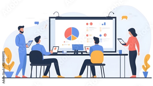 A startup founder giving a presentation to investors in a sleek meeting room