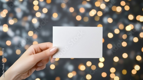 A mockup of a blank white Christmas greeting card being opened by a hand, perfect for holiday greetings and celebrations, capture the essence of the holiday season, blending elegance and warmth 