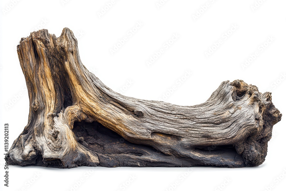 Fototapeta premium Dead Tree Trunk Isolated on White Background Showcasing Unique Textures and Shapes. Generative AI