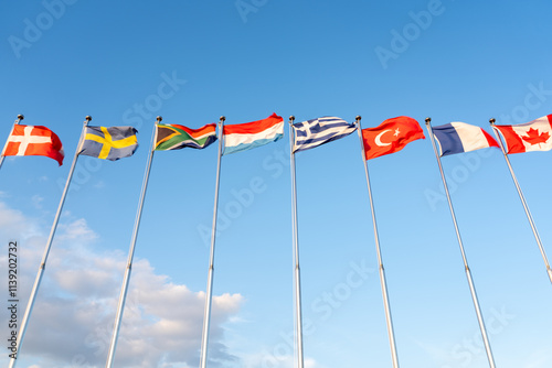 Obraz na płótnie Various world country flags in Gunsan, Korea w salonie