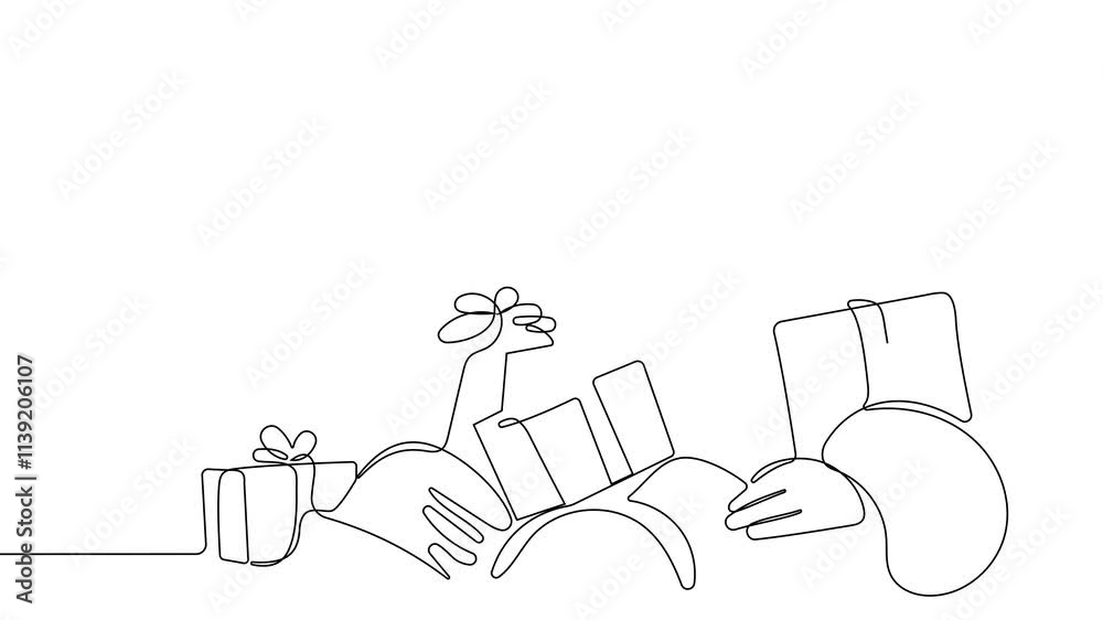 Self-drawing of Santa with gift one line. 2D animation of drawing a chocolate bar over the fireplace. 4k stock video with alpha channel for whiteboard, chalkboard, presentation High quality 4k footage Self-drawing of Santa with gift one line. 2D animation of drawing a chocolate bar over the fireplace. 4k stock video with alpha channel for whiteboard, chalkboard, presentation High quality 4k footage