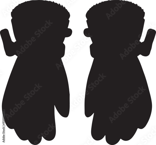 ski glove set silhouette design vector art illustration.