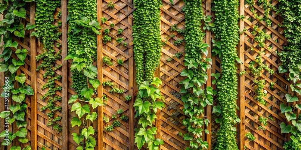Lush Green Vines Climbing a Wooden Trellis Wall Lush Green Vines Climbing a Wooden Trellis Wall