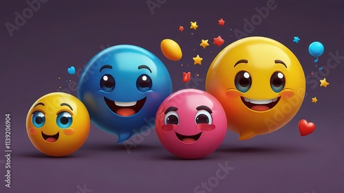 Bright 3D cartoon-style weird emojis with a mix of nostalgia and optimism, creating a relaxing atmosphere.  