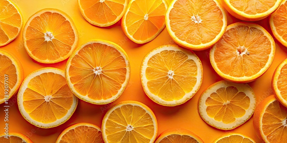 Fresh Orange Fruit Wedges and Slices on Vibrant Backgrounds - Citrus Delight for Bright and Vivid Visuals, Perfect for Summer Recipes, Health, and Refreshing Beverages