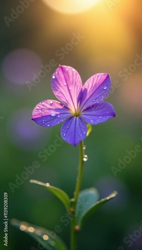 Violet blooms with delicate morning dew drops lightly, naturephotography, outdoorimages photo