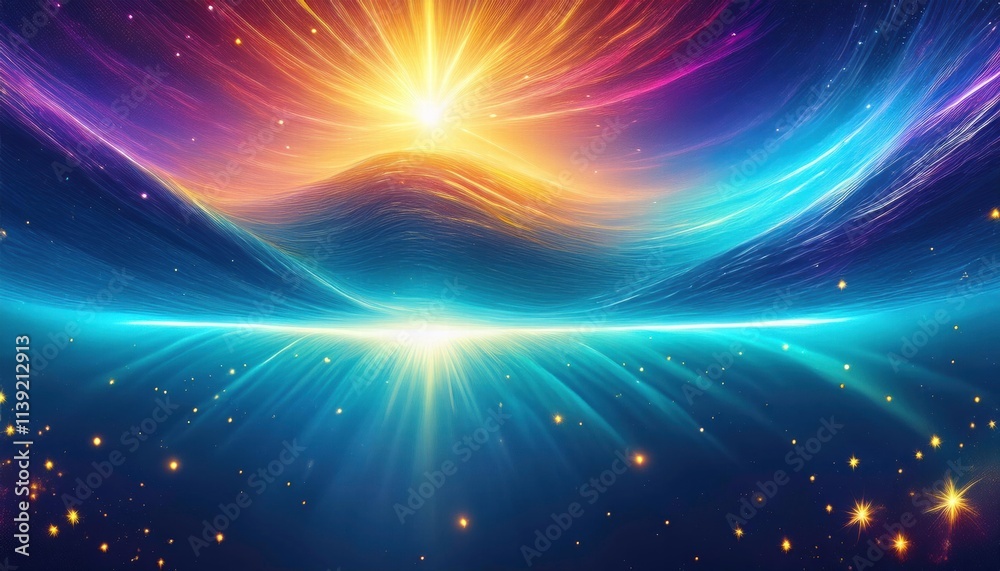 Cosmic Dawn: A vibrant, abstract landscape of swirling, luminous colors evokes a sense of awe and wonder. The image captures the energy and beauty of a celestial sunrise. Cosmic Dawn: A vibrant, abstract landscape of swirling, luminous colors evokes a sense of awe and wonder. The image captures the energy and beauty of a celestial sunrise.