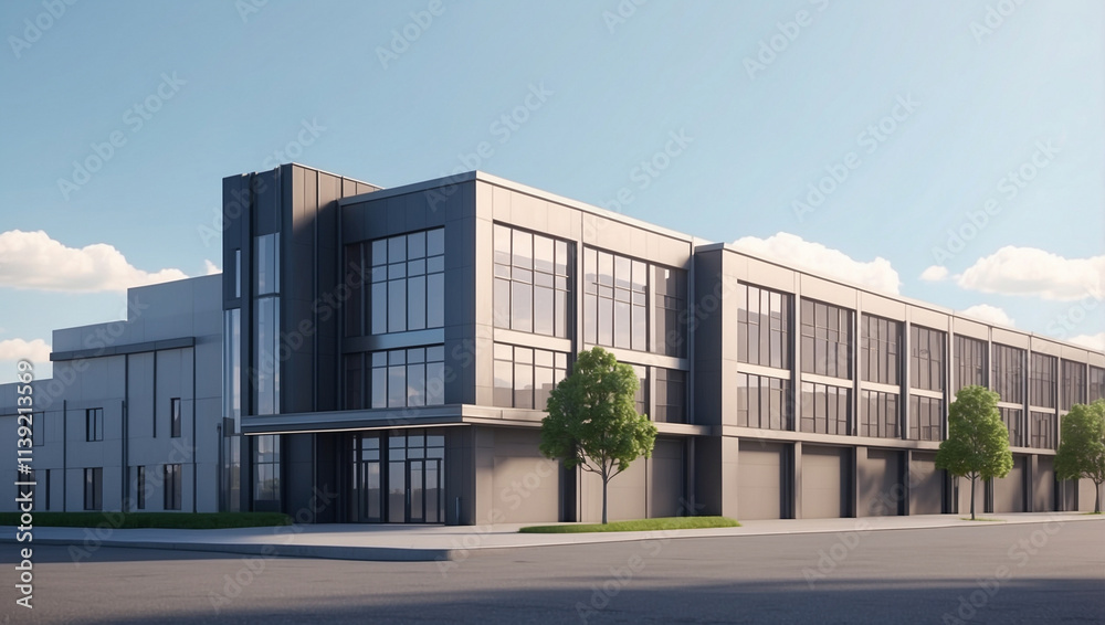 Fototapeta premium Industrial Building 3D Model