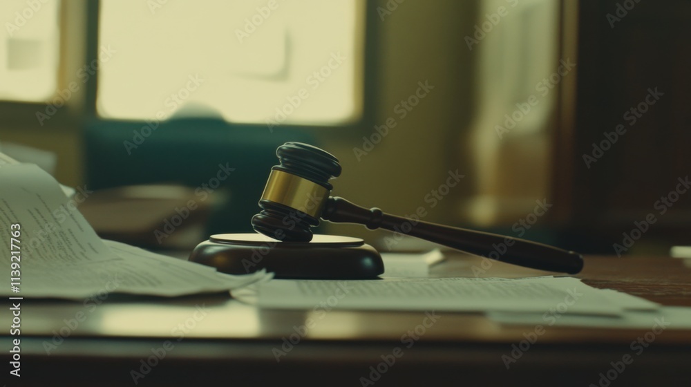 Close-up of a gavel on a wooden desk surrounded by legal documents, symbolizing a corporate lawsuit and legal decision-making process. Close-up of a gavel on a wooden desk surrounded by legal documents, symbolizing a corporate lawsuit and legal decision-making process.