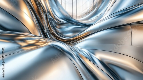 Glossy metallic surface reflecting light