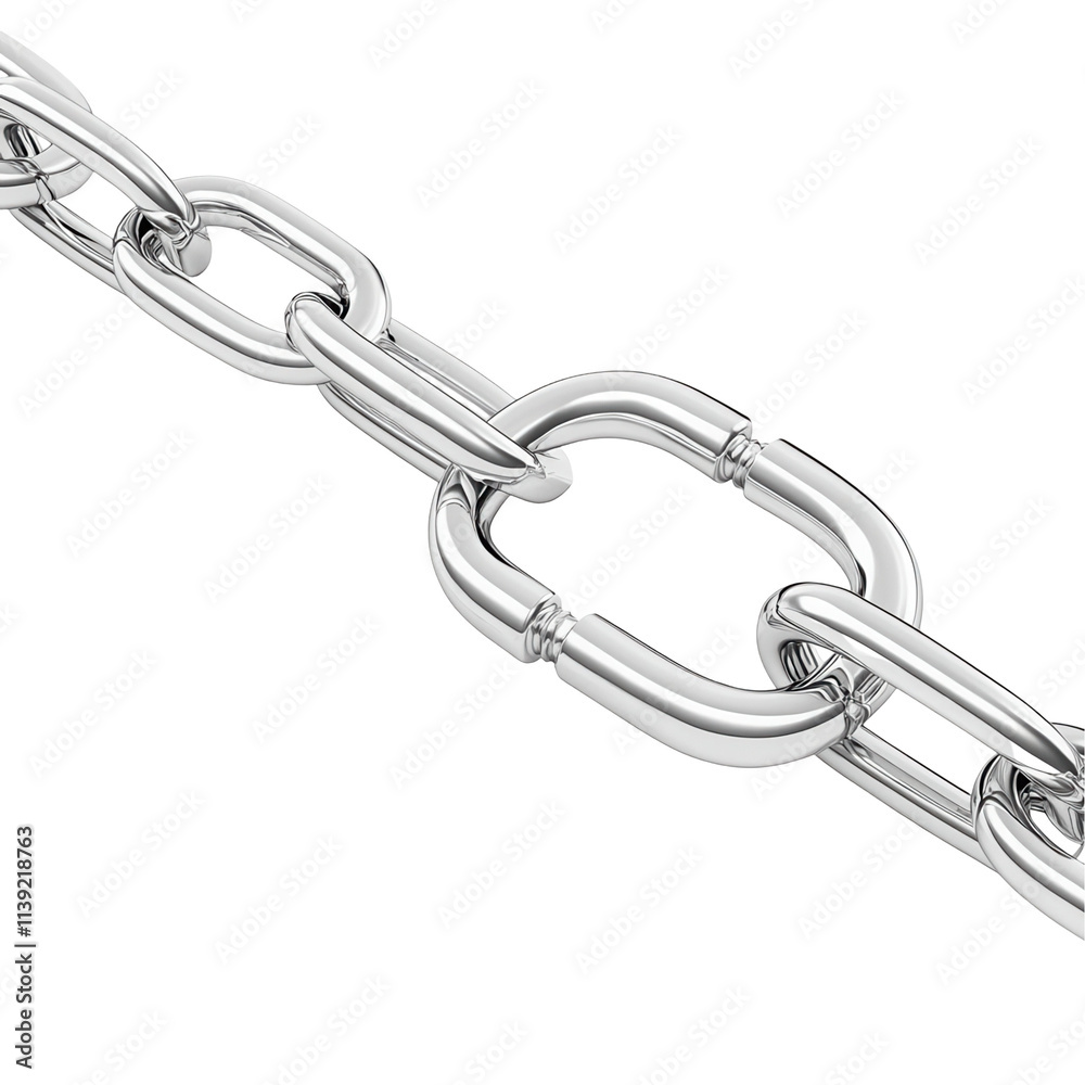 Fototapeta premium Chain link connection industrial setting digital illustration transparent background close-up view strength concept