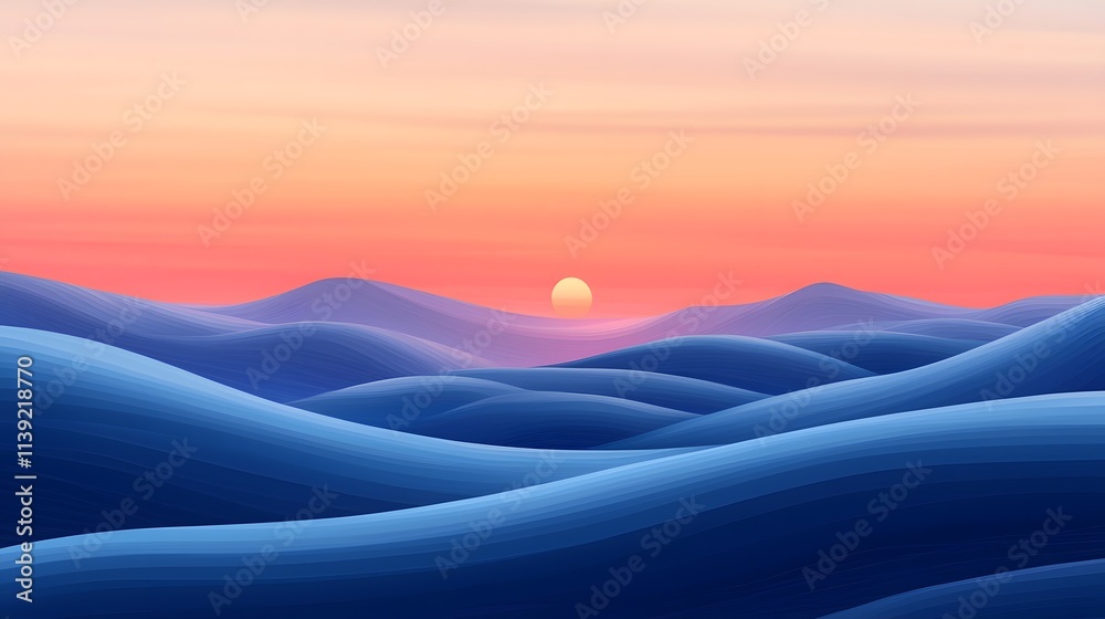A tranquil sunrise over rolling hills, symbolizing hope and growth for the year ahead A tranquil sunrise over rolling hills, symbolizing hope and growth for the year ahead