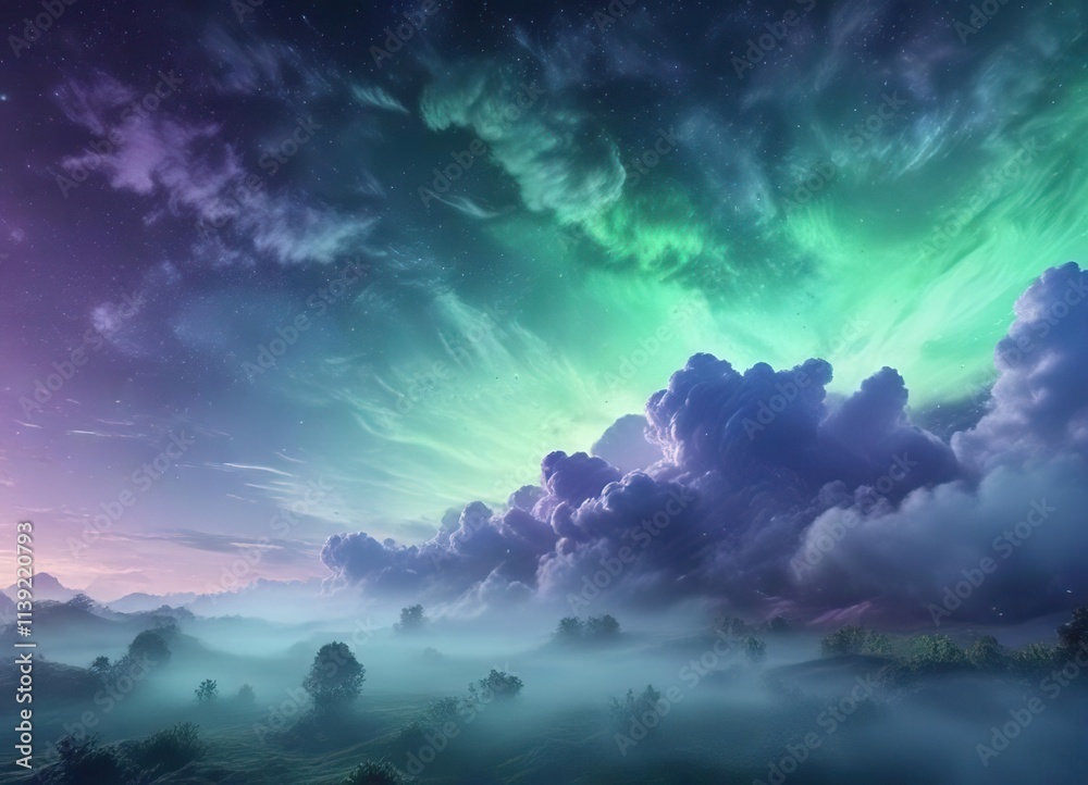 Ethereal, dreamlike background with soft hues of pale blue, green, and purple, featuring wispy clouds and stars, clouds, ethereal, blue Ethereal, dreamlike background with soft hues of pale blue, green, and purple, featuring wispy clouds and stars, clouds, ethereal, blue
