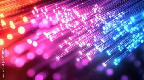 colored electric cables and led. optical fiber, intense colors, background for technology