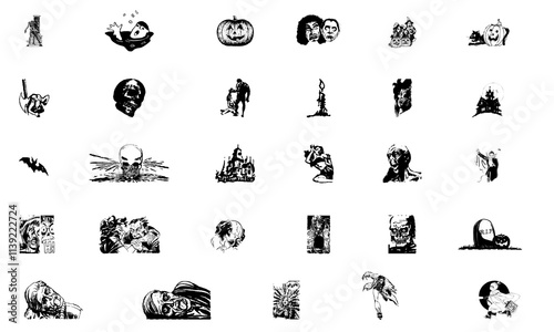 Horror icon bundle. Spooky icon bundle. Scary icon bundle