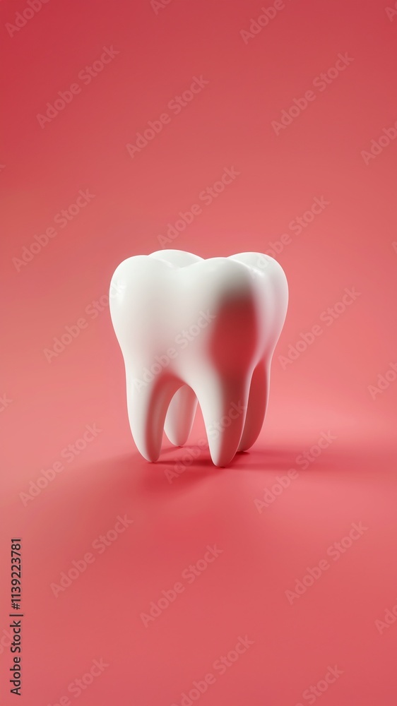 Minimalist Dental Health Concept with Tooth Model for Medical Banner. Pink background with copy space Minimalist Dental Health Concept with Tooth Model for Medical Banner. Pink background with copy space