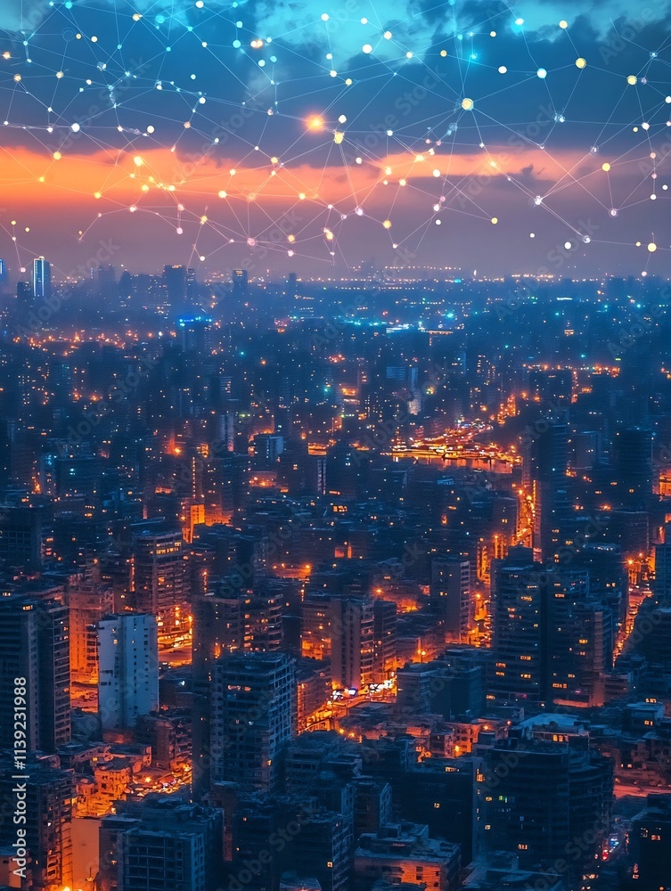 Obraz premium Visionary Smart City Landscape in Cairo Reflecting Digital Community