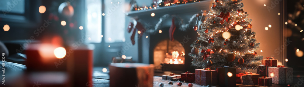Cozy christmas celebration living room holiday decor warm atmosphere indoor setting festive spirit Cozy christmas celebration living room holiday decor warm atmosphere indoor setting festive spirit