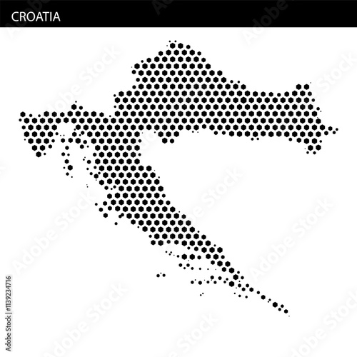 Croatia outlined in a hexagonal dotted pattern over a light abstract background photo