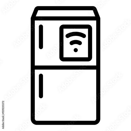 Smart refrigerator outline icon with IoT features for modern kitchens