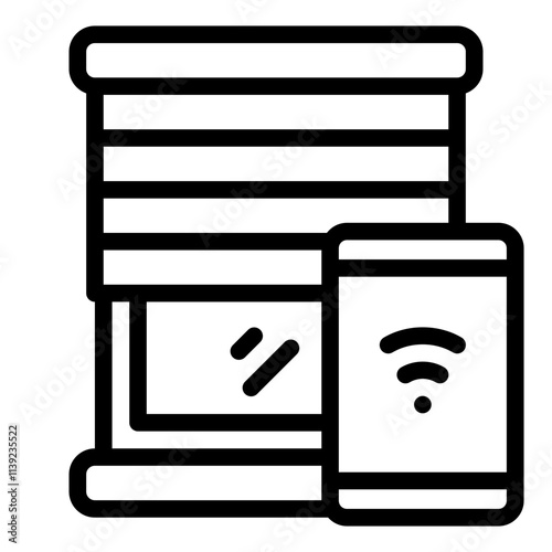 Smart window blind outline icon for automated home solutions