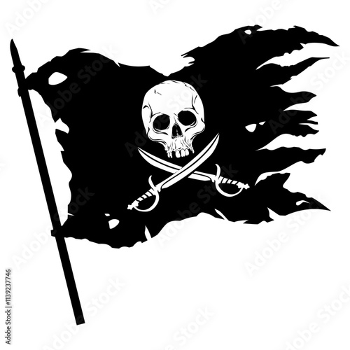 Pirate flag with crossed swords, Icon Illustration