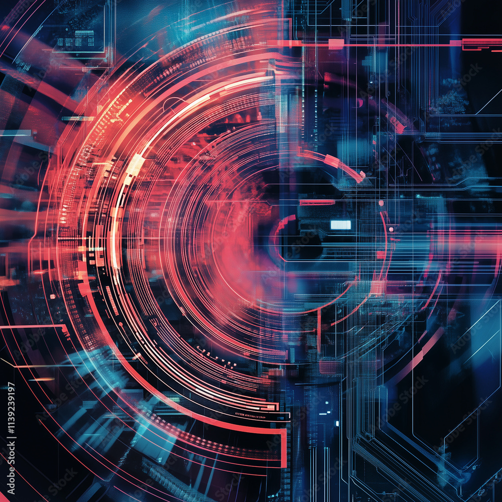 Obraz premium abstract technology background with circle, generative AI illustration