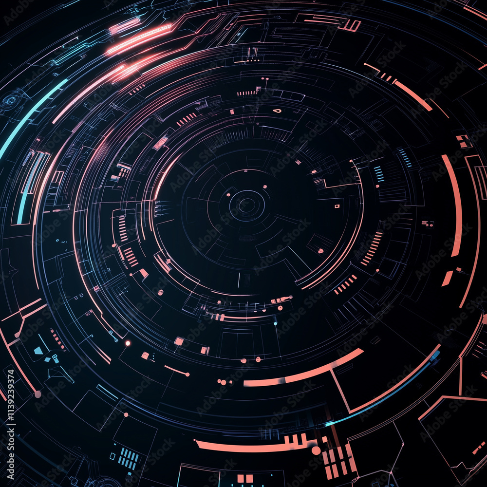 abstract technology background with circle, generative AI illustration abstract technology background with circle, generative AI illustration