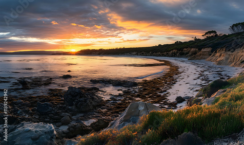 evening atmosphere at the beach of Penneshaw photo