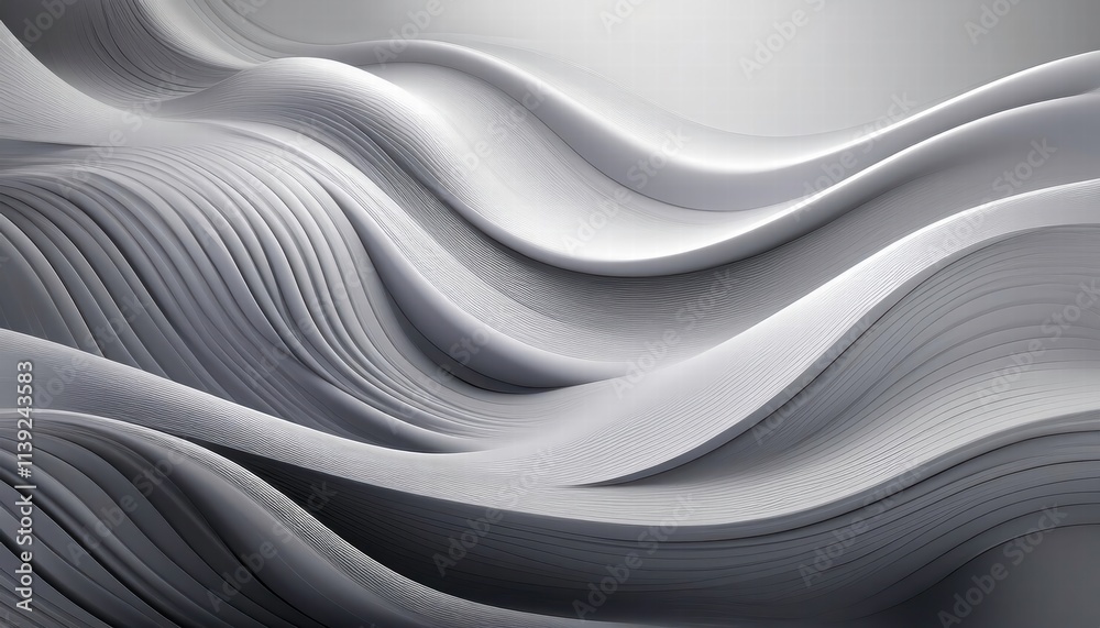 Obraz premium Abstract Gray Waves: A captivating abstract background featuring flowing, undulating gray waves, offering a clean, modern aesthetic for various design projects. 