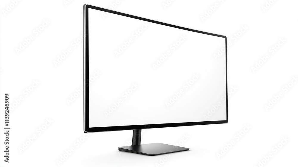Modern Black Computer Monitor with Blank Screen Modern Black Computer Monitor with Blank Screen