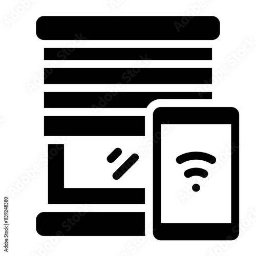 Smart window blind glyph icon for automated home solutions