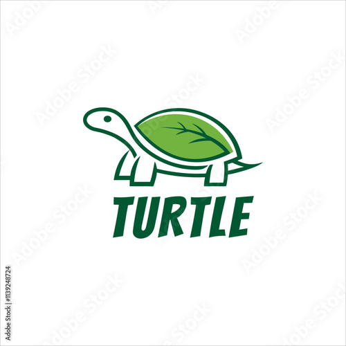 modern turtle leaf care logo. safe turtle design with green leaf shell template