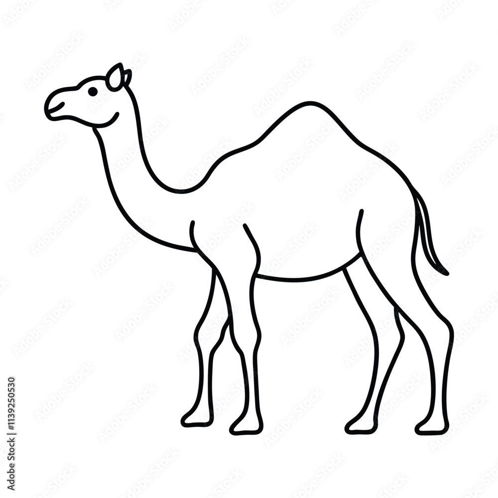 Simple Camel Outline Black and White Icon Vector Illustration. Simple Camel Outline Black and White Icon Vector Illustration.