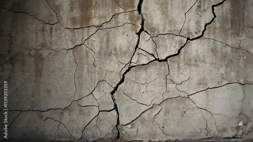 Cracked concrete wall texture. Grunge concrete wall background. Abstract background of crack concrete wall.