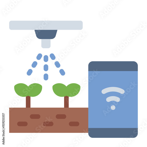 Smart irrigation flat icon and agriculture system for IoT farming