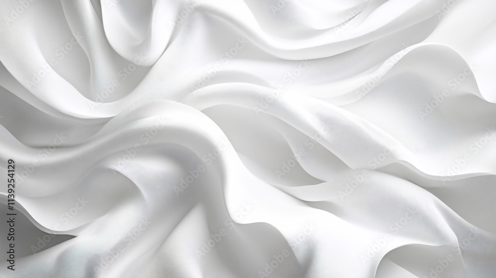 Obraz premium Abstract white fabric waves, elegant soft folds and drapes, luxurious silky texture.