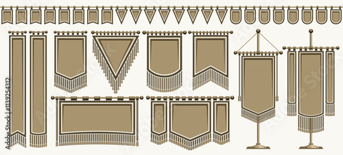 Vector Medieval Flag Set