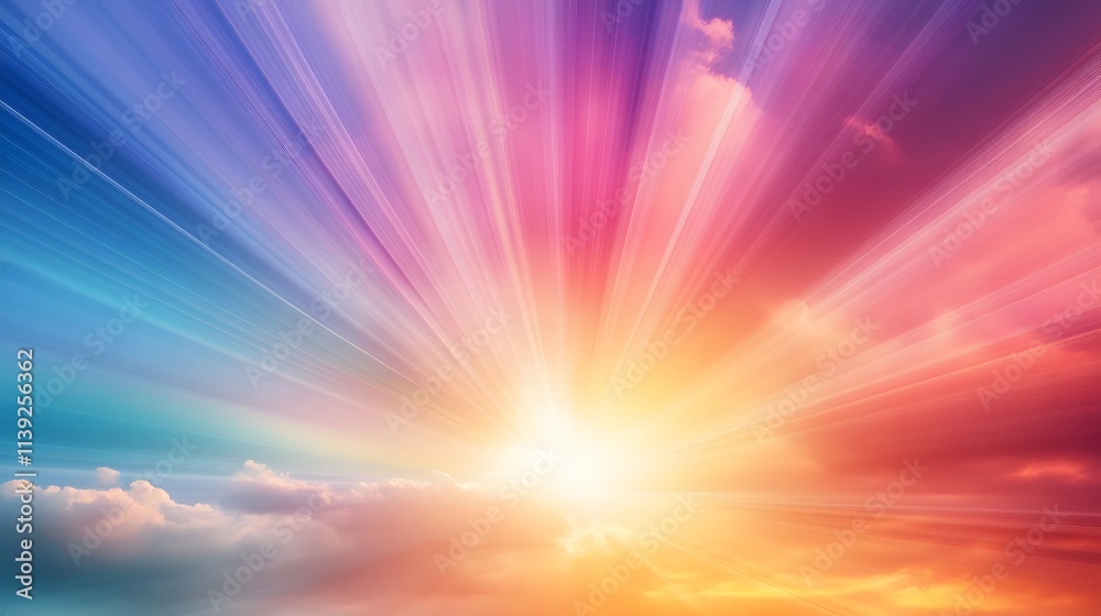 Vibrant Colorful Sunrise Sky Rays Light Beams Vibrant Colorful Sunrise Sky Rays Light Beams