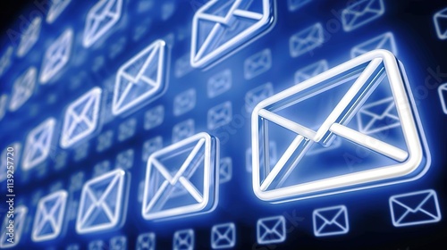 Close-up of neatly organized inbox on digital screen with blurred email icons and folders, symbolizing efficient email storage and management.
