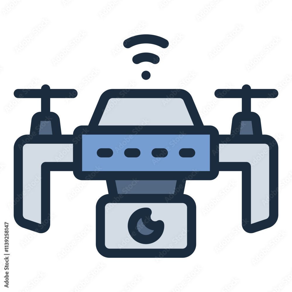 Drone filled line icon for IoT based aerial device and smart flying Drone filled line icon for IoT based aerial device and smart flying