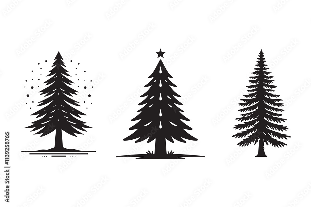Fototapeta premium Pine Tree Silhouette Illustration 