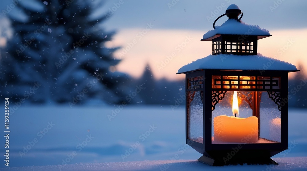 christmas lantern in the snow christmas lantern in the snow